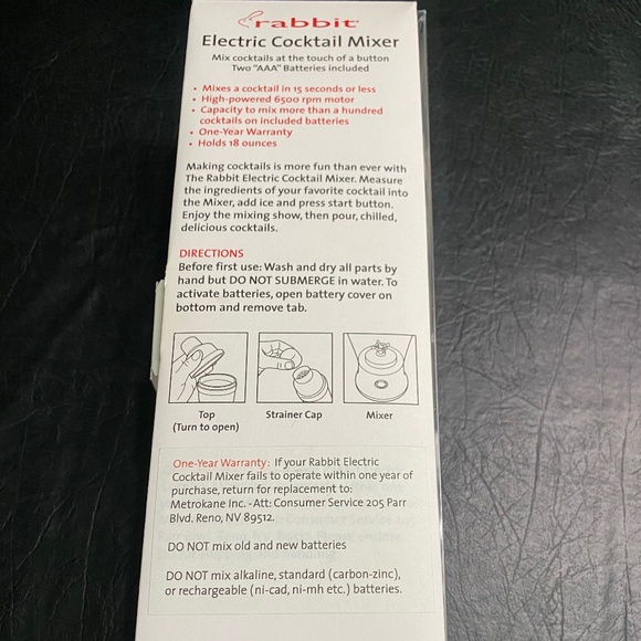 NEW - Rabbit Electric Cocktail Mixer - Red (holds 18 ounces) - Picture 4 of 4